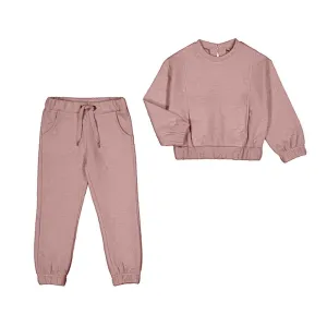 Mayoral Girls Rose Pink Flower Embossed Tracksuit Set 4891