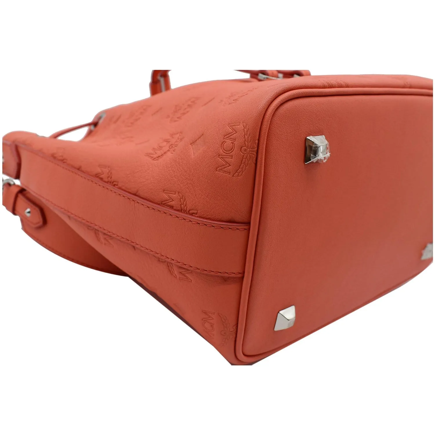MCM Essential Drawstring Monogram Leather Shoulder Bag Hot Coral - 20% OFF