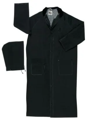 MCR Safety Classic Plus Rider Rain Coat, 0.35 mm PVC/Polyester, Black, 60 in X-Large, 267CXL