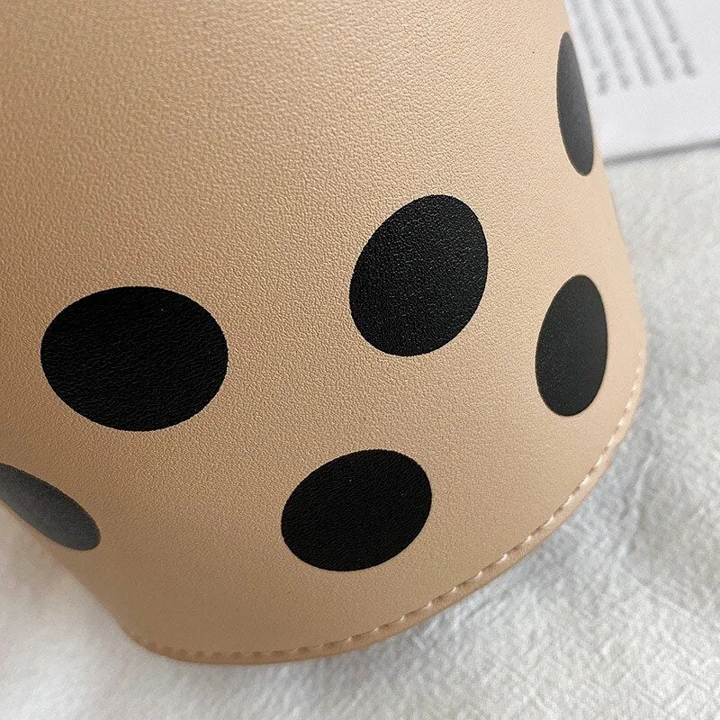 Milk Tea Barrel-Shaped Crossbody Bag for Women