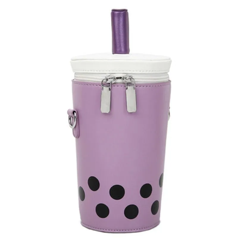 Milk Tea Barrel-Shaped Crossbody Bag for Women