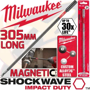 MILWAUKEE 305MM MAGNETIC BIT HOLDER ( SHOCKWAVE IMPACT DUTY )