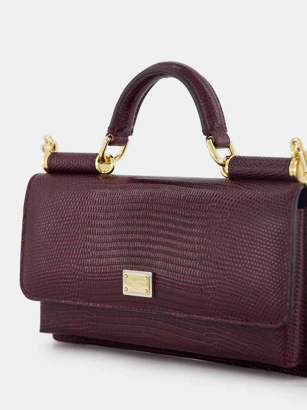 Mini Sicily Iguana-Print Leather Bag