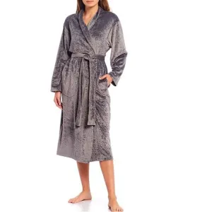 Miss Elaine Micro-Embossed Animal Print Fleece Long Wrap Robe Size  Large XL NWT