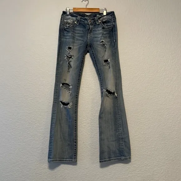 Miss Me Distressed Embellished Y2K Jeans