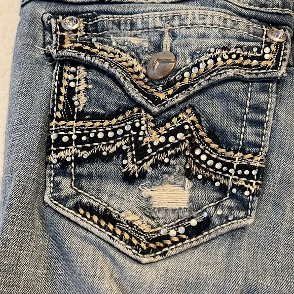 Miss Me Distressed Embellished Y2K Jeans