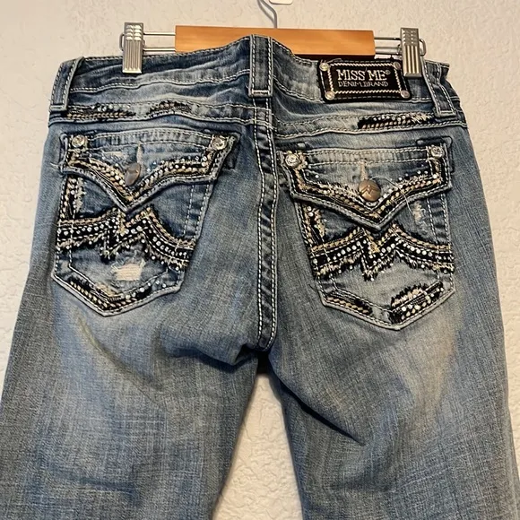 Miss Me Distressed Embellished Y2K Jeans