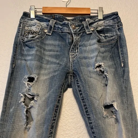 Miss Me Distressed Embellished Y2K Jeans
