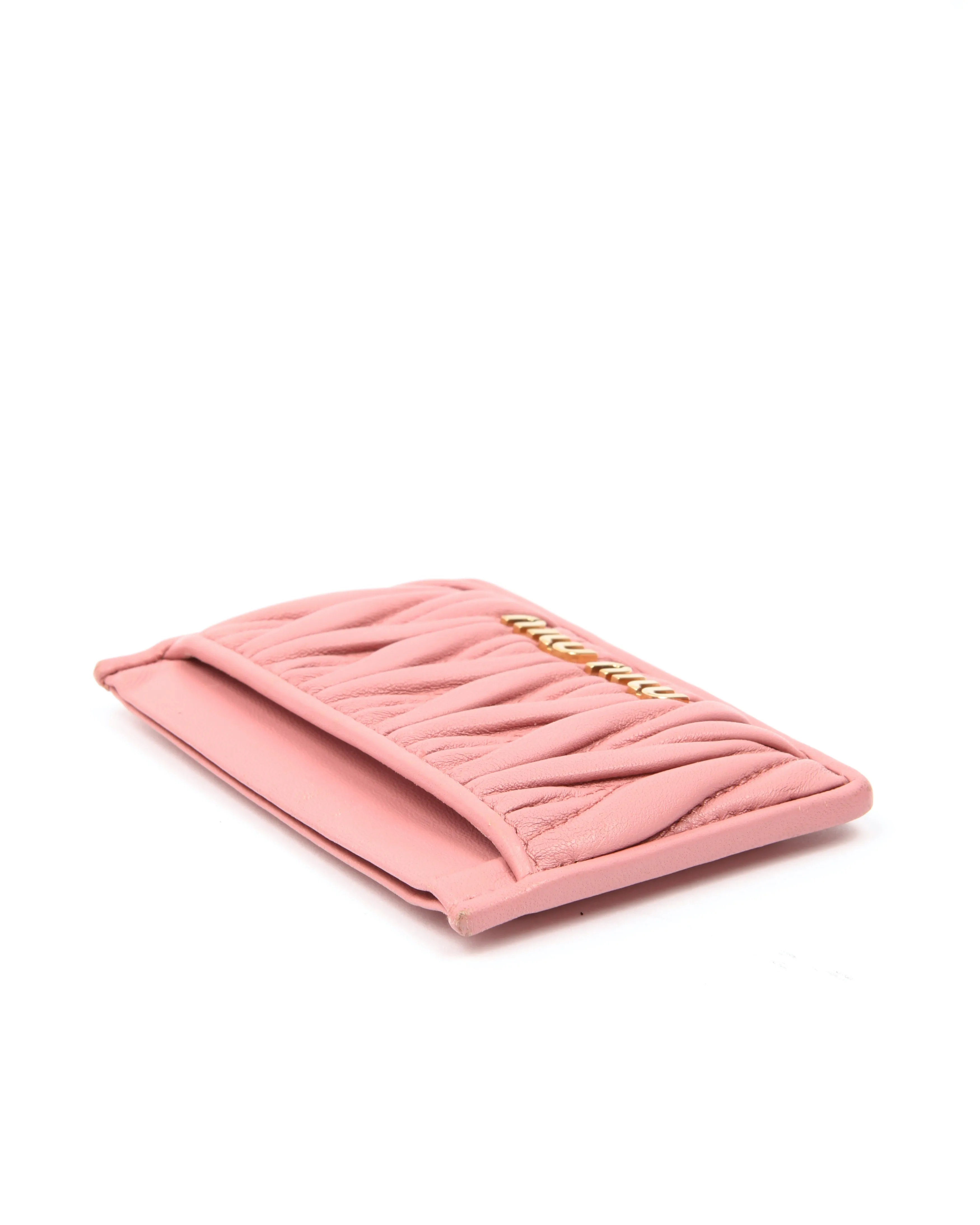 Miu Miu Pink Matelasse Gauffre Card Holder