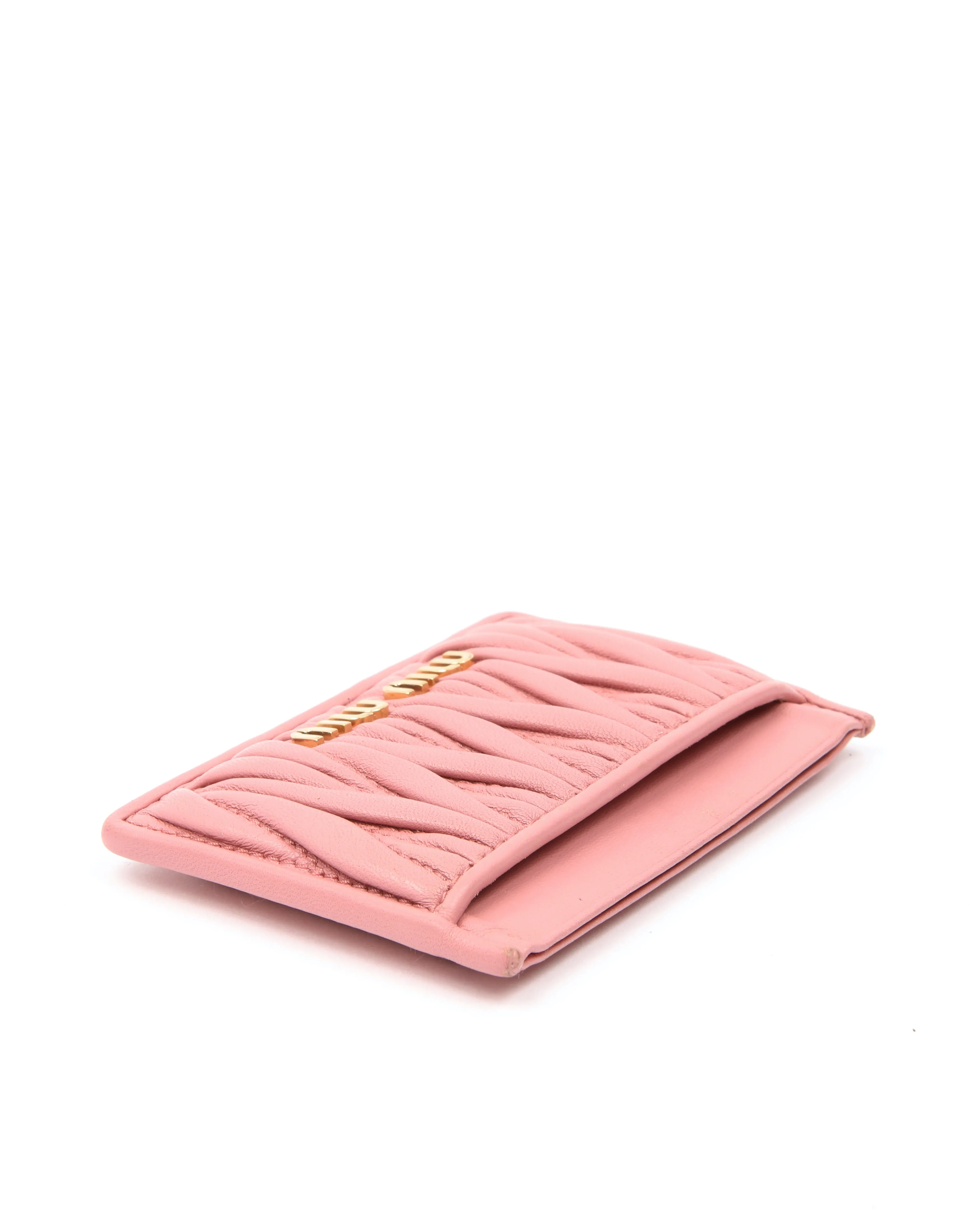 Miu Miu Pink Matelasse Gauffre Card Holder