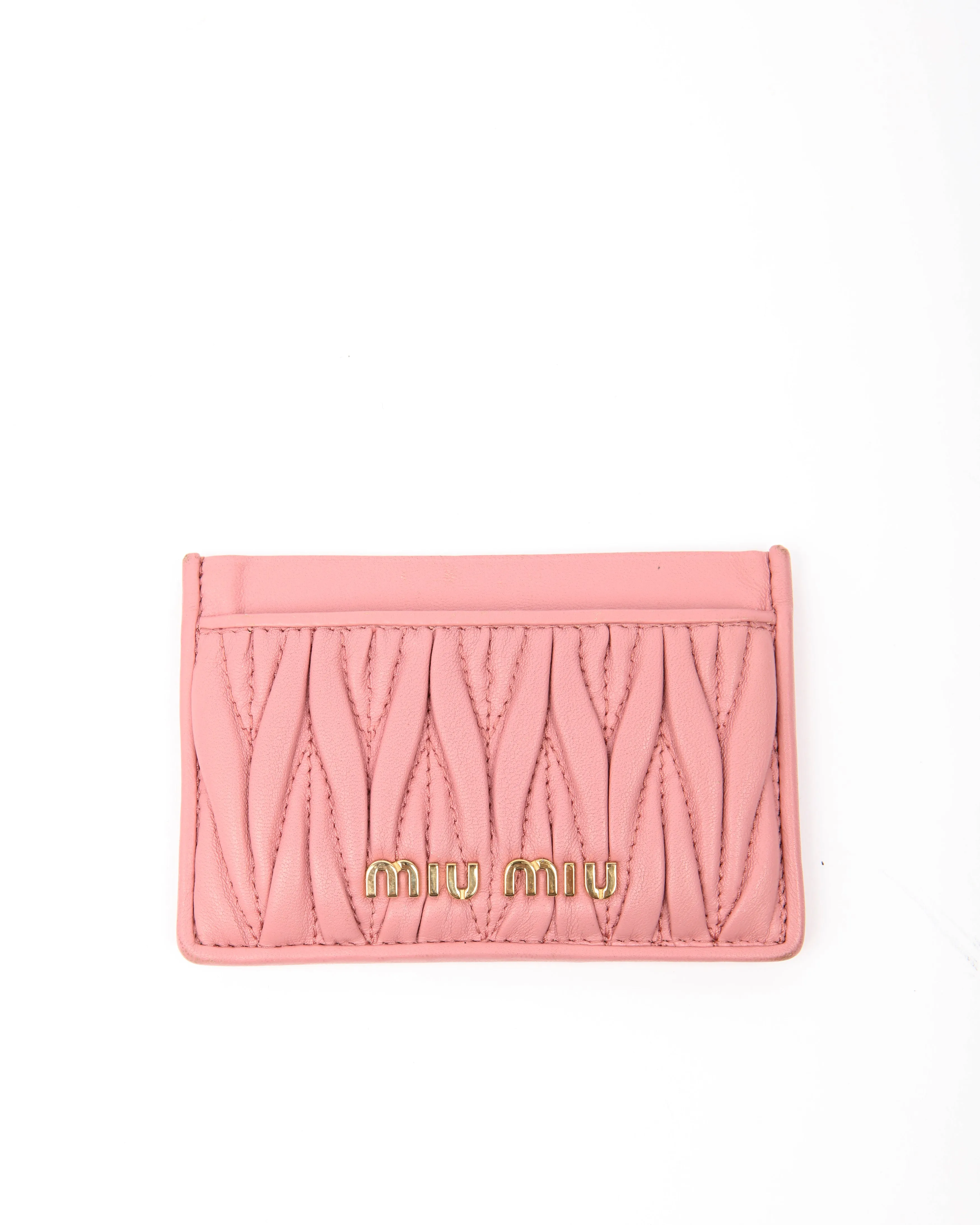 Miu Miu Pink Matelasse Gauffre Card Holder