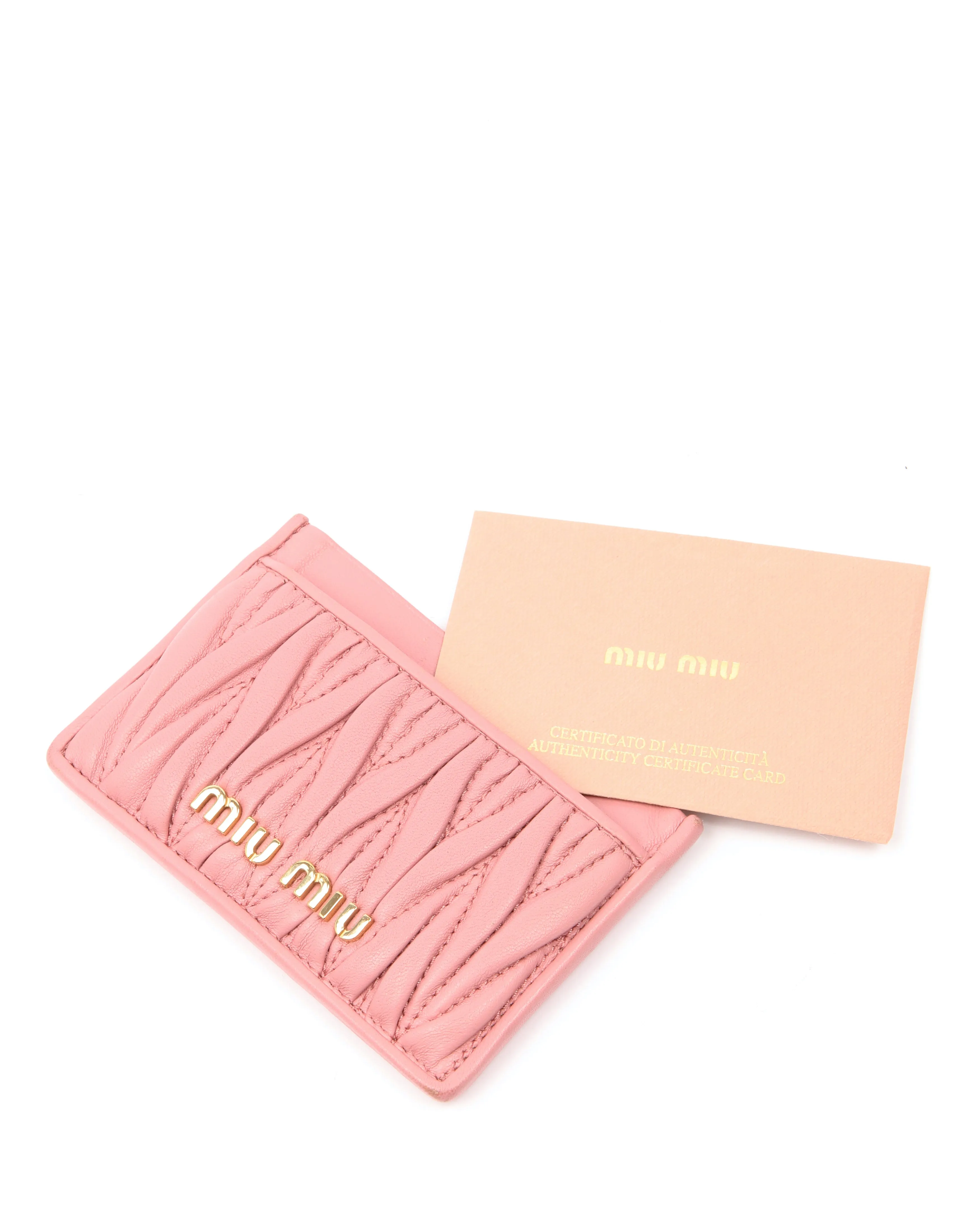 Miu Miu Pink Matelasse Gauffre Card Holder