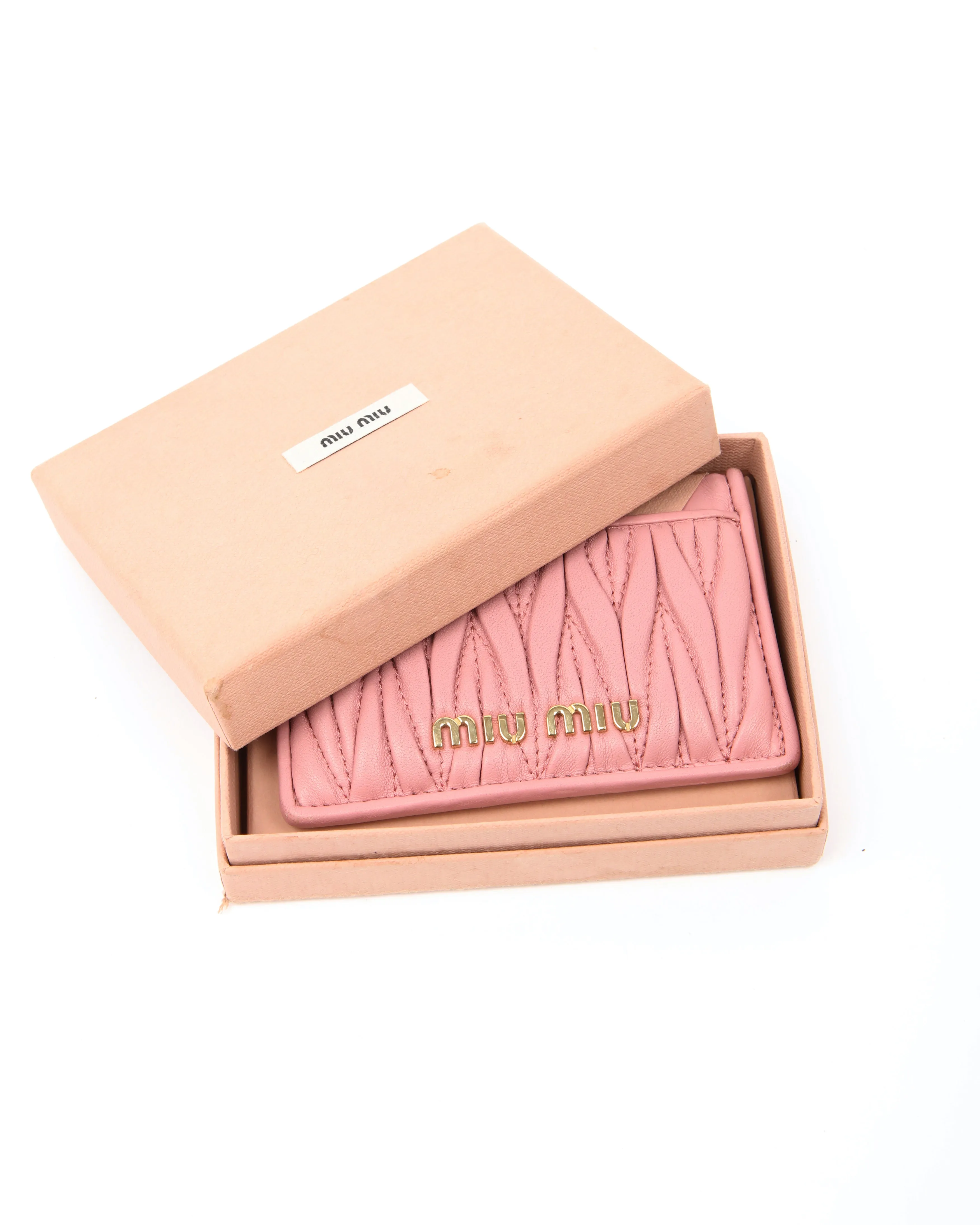 Miu Miu Pink Matelasse Gauffre Card Holder