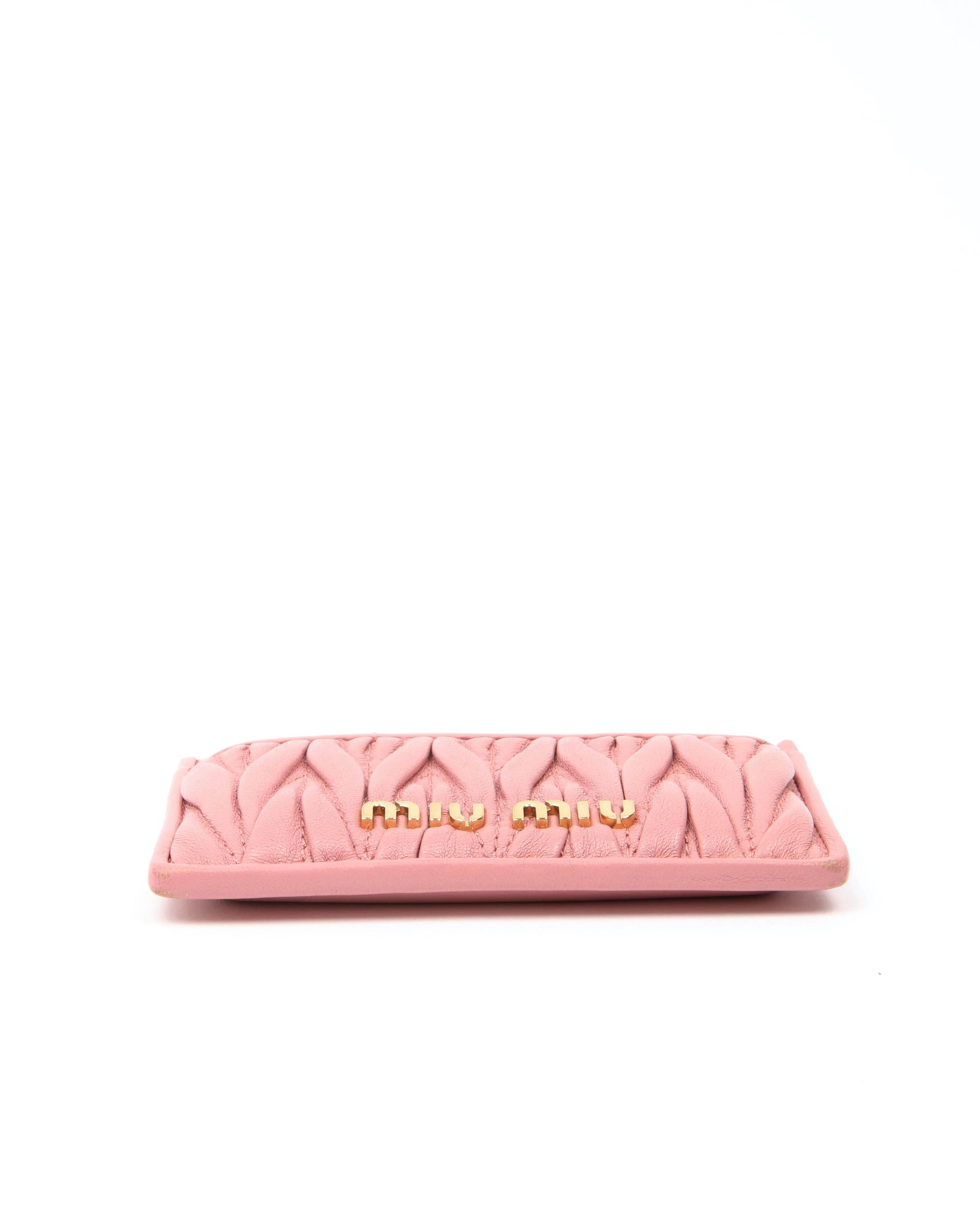 Miu Miu Pink Matelasse Gauffre Card Holder