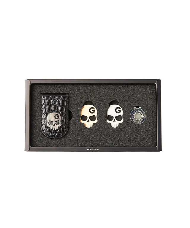 Monster G Italian Genuine Leather Crocodile Texture Golf & Daily Money Clip Black