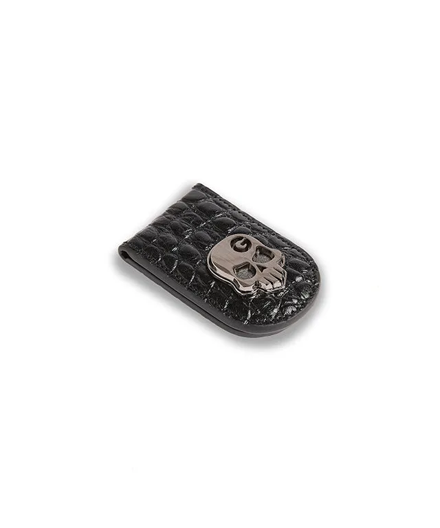 Monster G Italian Genuine Leather Crocodile Texture Golf & Daily Money Clip Black