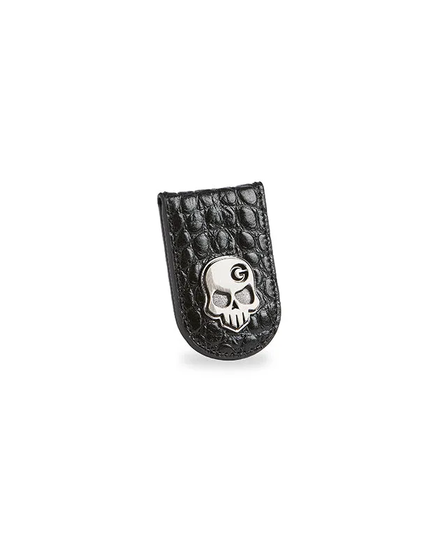 Monster G Italian Genuine Leather Crocodile Texture Golf & Daily Money Clip Black