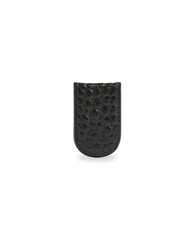 Monster G Italian Genuine Leather Crocodile Texture Golf & Daily Money Clip Black