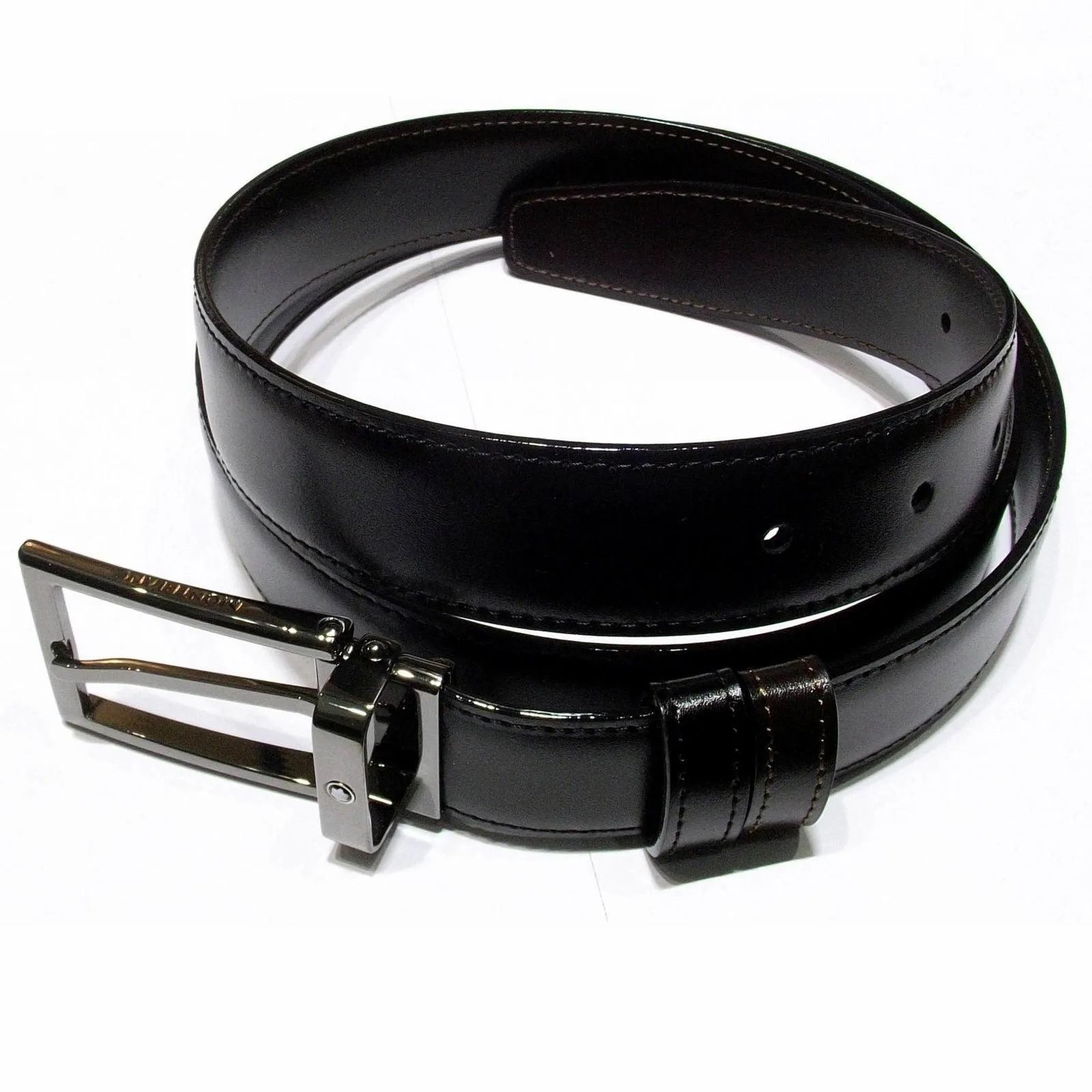 Montblanc adjustable belt Contemporary Line 30mm rectangular buckle Rutenio Rutenio Reversible Black Marrone 118433