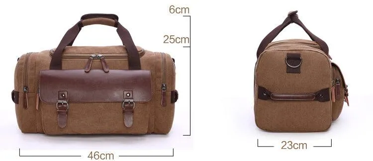 Multifunctional Outdoor Canvas Solid Travellers Brown Bags
