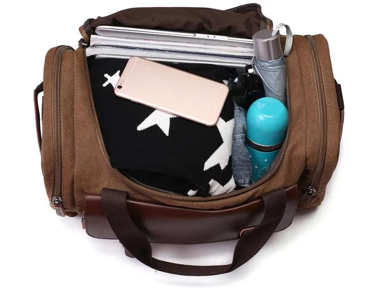 Multifunctional Outdoor Canvas Solid Travellers Brown Bags
