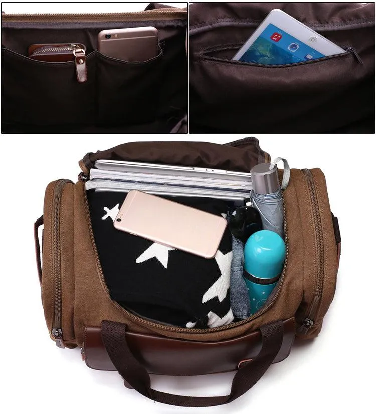 Multifunctional Outdoor Canvas Solid Travellers Brown Bags