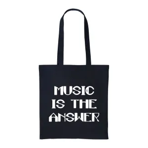 Music Is The Answer White Bold Text Cotton Tote Bag
