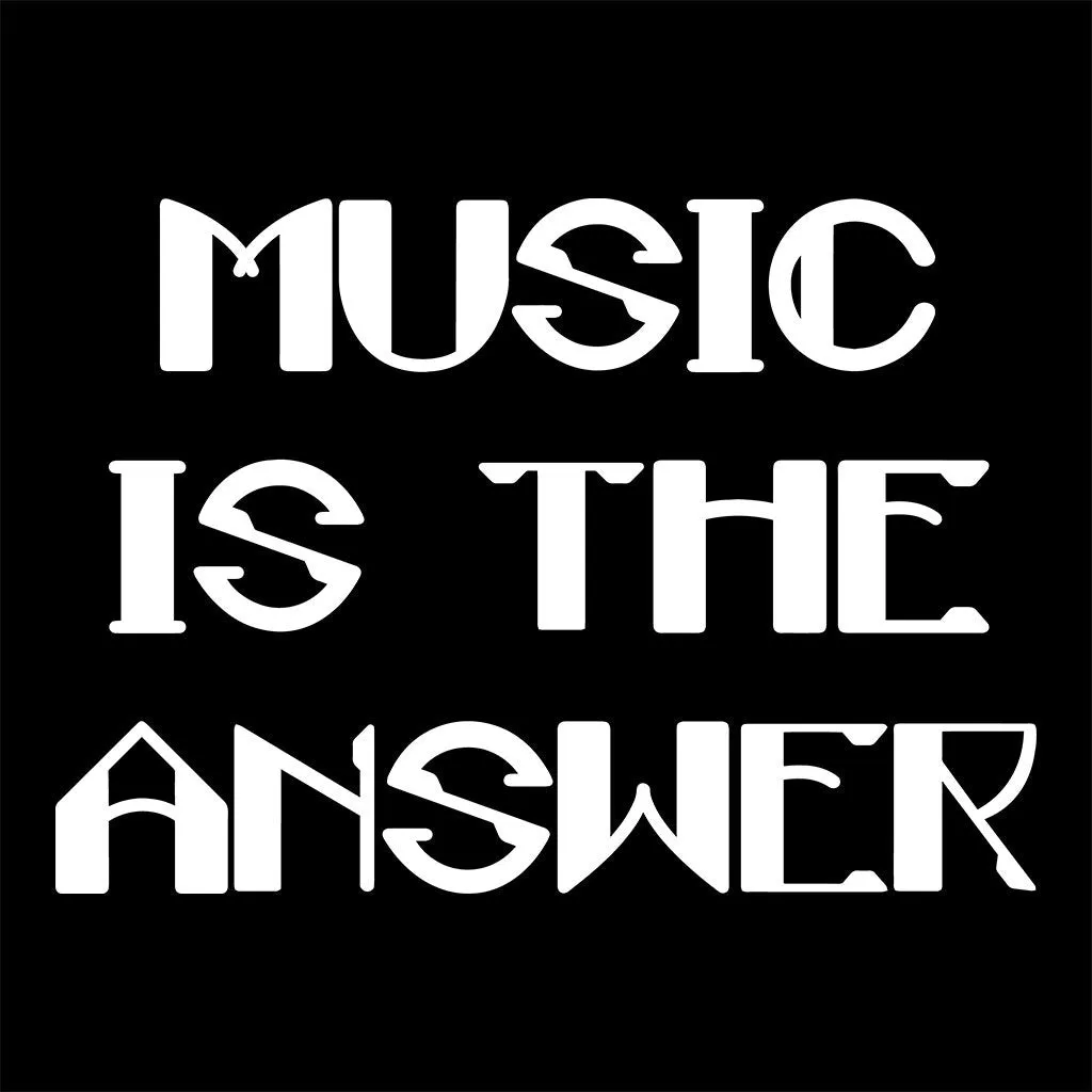 Music Is The Answer White Bold Text Cotton Tote Bag