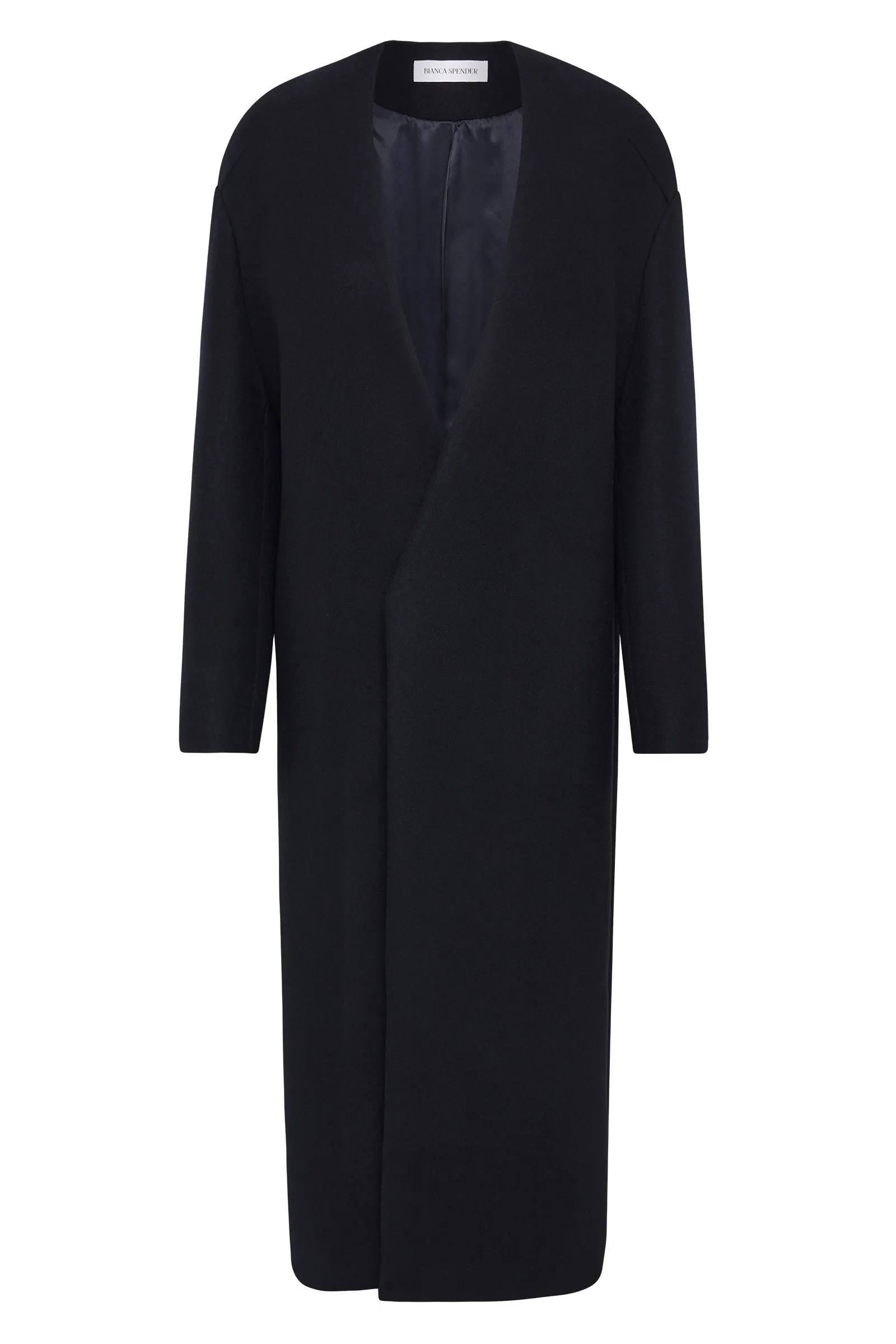 NAVY COATING ENFOLD COAT