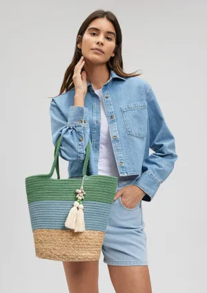 Navy Straw Shoulder Bags