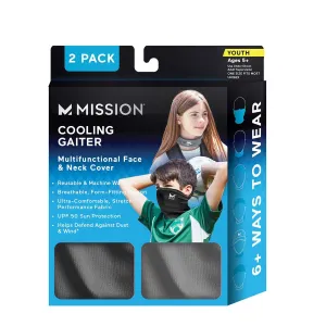 NEW Mission® Youth Cooling Gaiter - 2 Pack: Multifunctional Face & Neck Cover, Blue/Grey, Helps defend against dust, wind & sun! Retails $30 