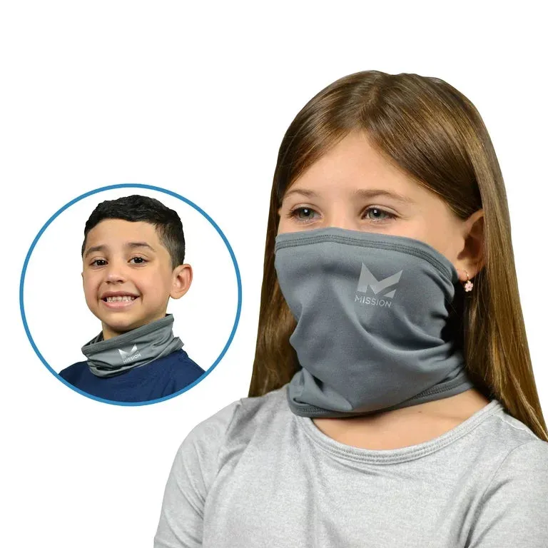 NEW Mission® Youth Cooling Gaiter - 2 Pack: Multifunctional Face & Neck Cover, Blue/Grey, Helps defend against dust, wind & sun! Retails $30 