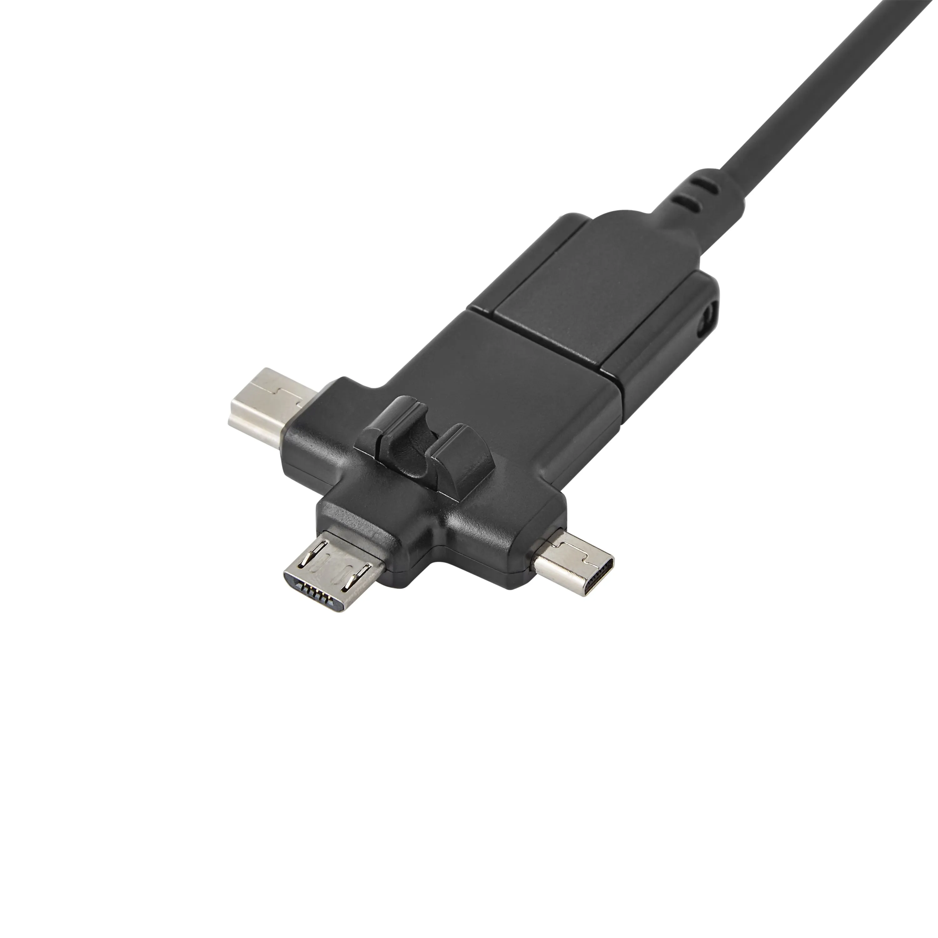 Onn 4-In-1 Charge & Sync Cable for Micro USB, Type C, Mini USB and Mini B Devices Black