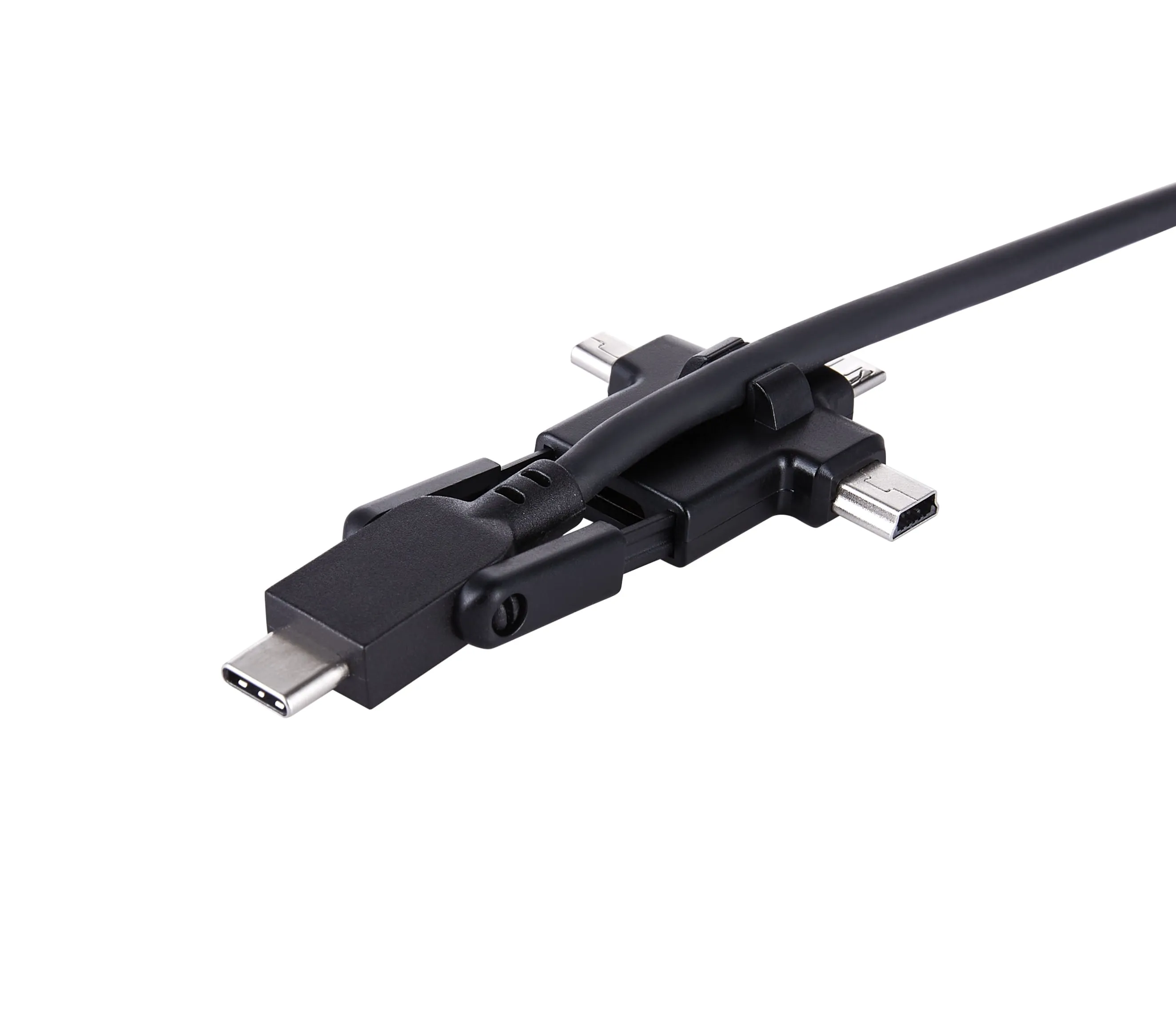 Onn 4-In-1 Charge & Sync Cable for Micro USB, Type C, Mini USB and Mini B Devices Black