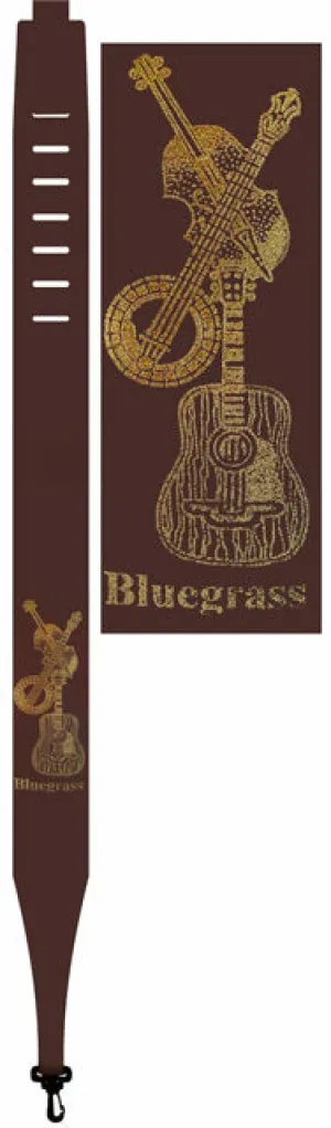 Perris 2.5" Brown Leather Embossed Banjo Strap