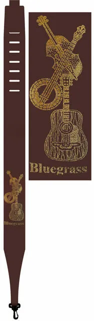 Perris 2.5" Brown Leather Embossed Banjo Strap