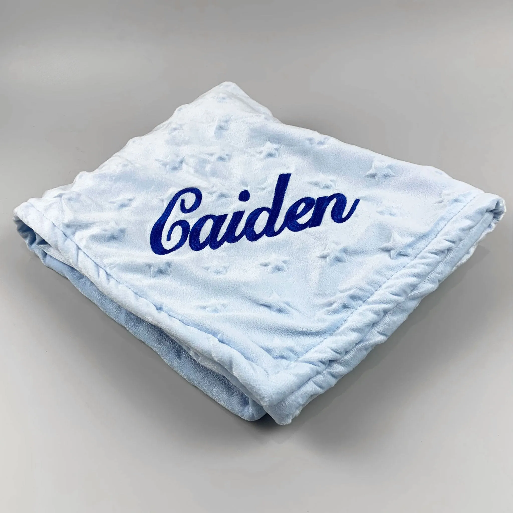 Personalised Embossed Star Baby Blanket - Blue