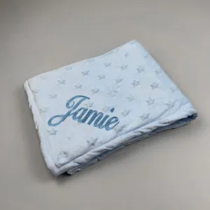 Personalised Embossed Star Baby Blanket - Blue