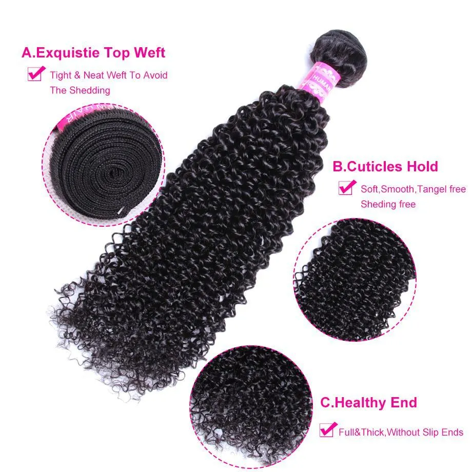 Peruvian Kinky Curly Bundles With 4×4 Closure 10A Grade 100% Human Remy Hair MYLOCKME