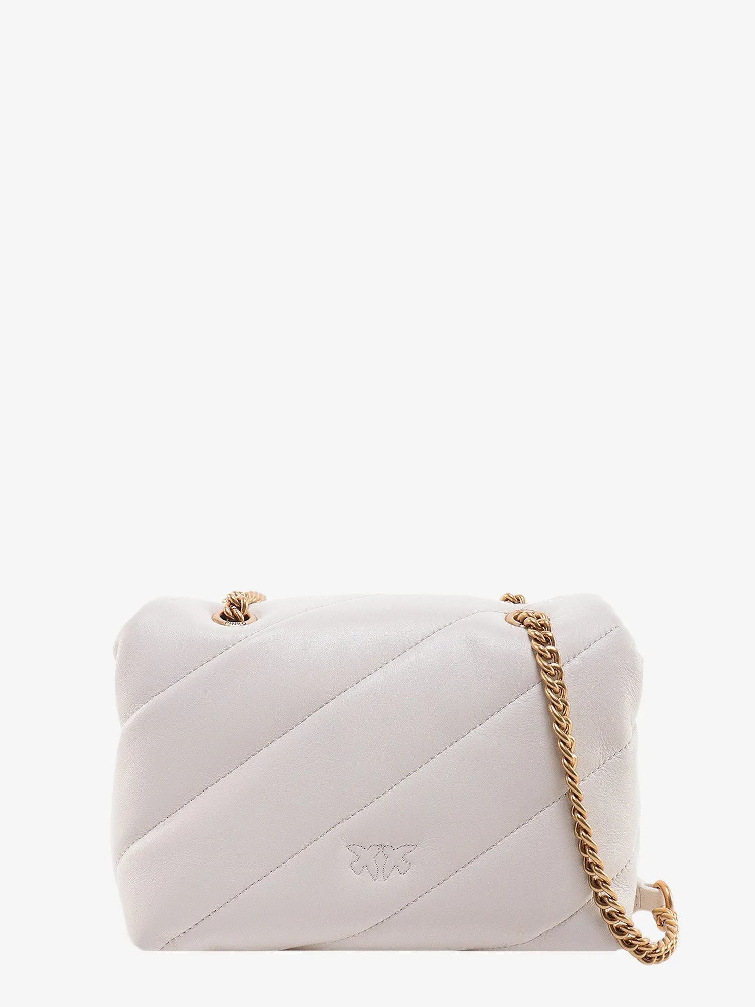 Pinko Matelass�� Leather Shoulder Bag With Iconic Love Birds Buckle