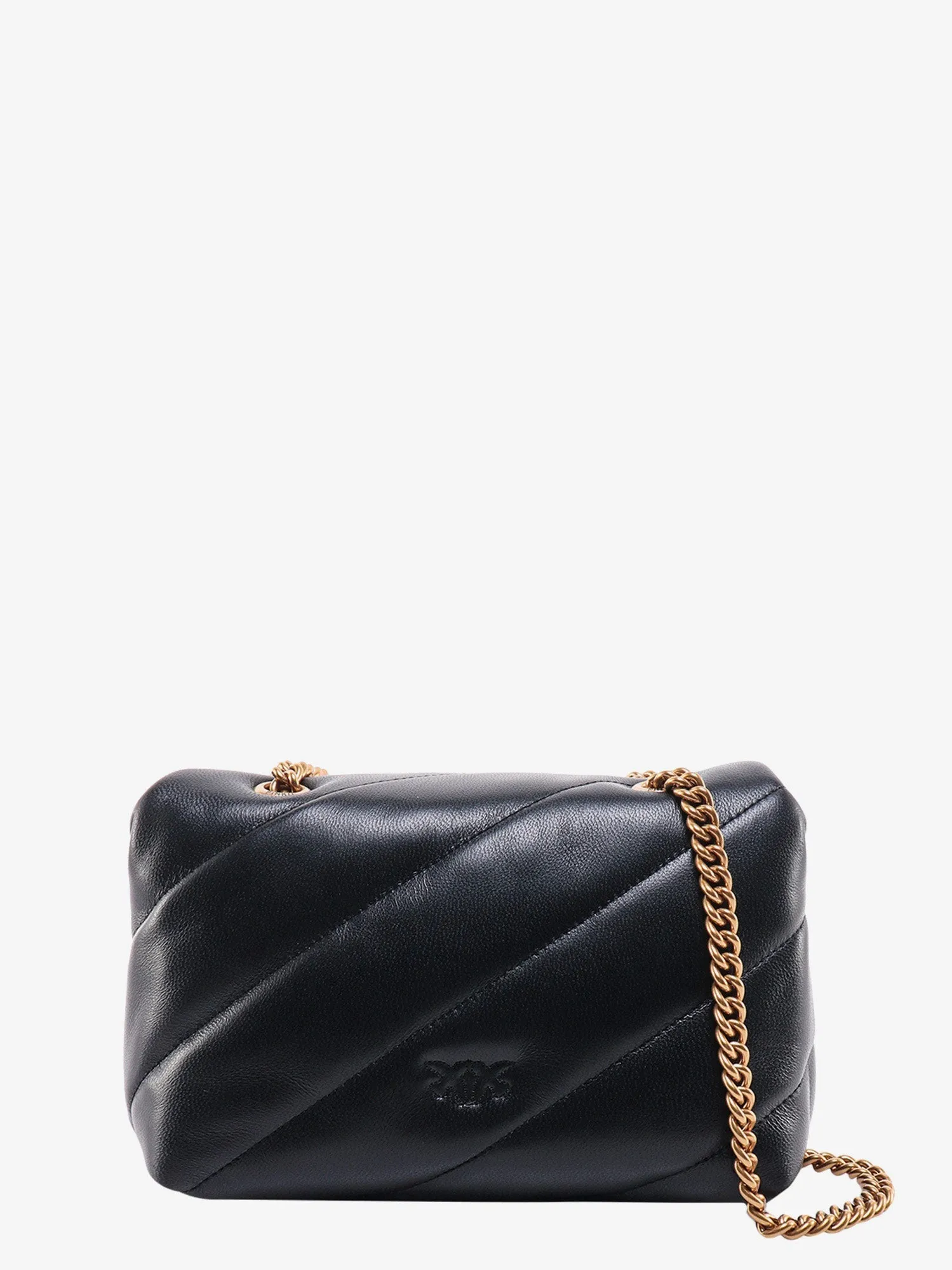 Pinko Matelass�� Leather Shoulder Bag With Iconic Love Birds Buckle