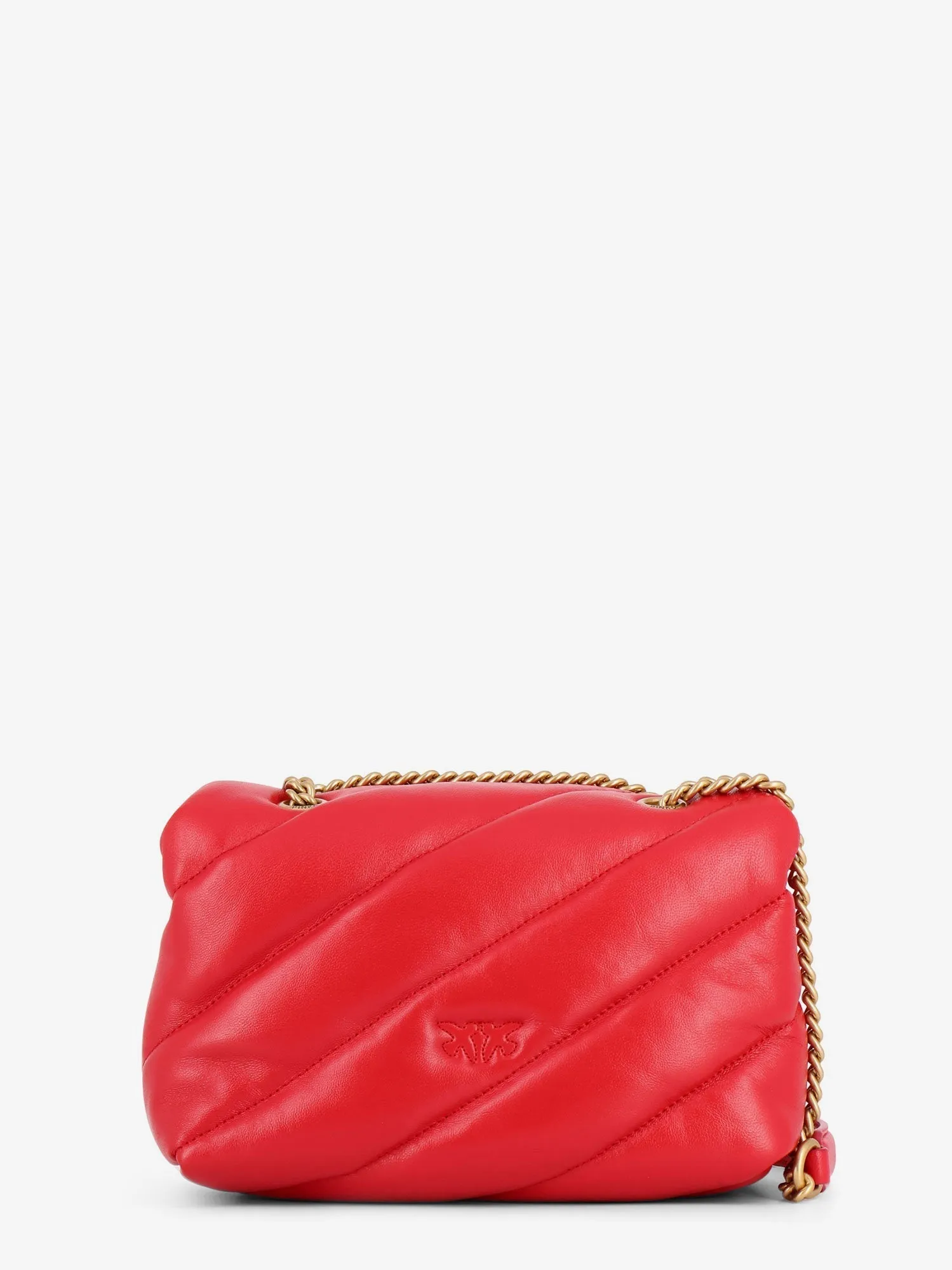 Pinko Matelass�� Leather Shoulder Bag With Iconic Love Birds Buckle