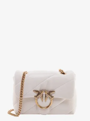 Pinko Matelass�� Leather Shoulder Bag With Iconic Love Birds Buckle