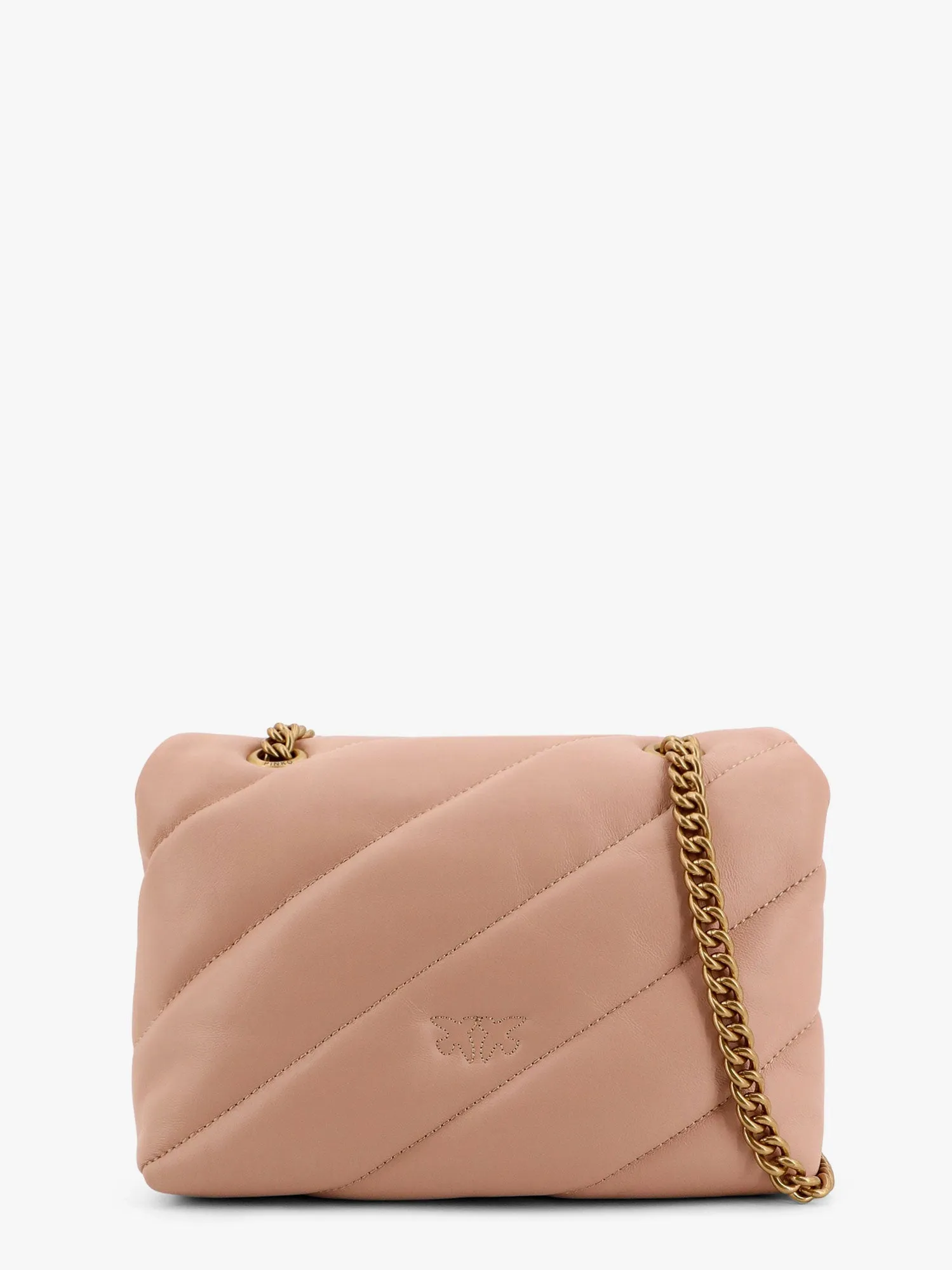 Pinko Matelass�� Leather Shoulder Bag With Iconic Love Birds Buckle