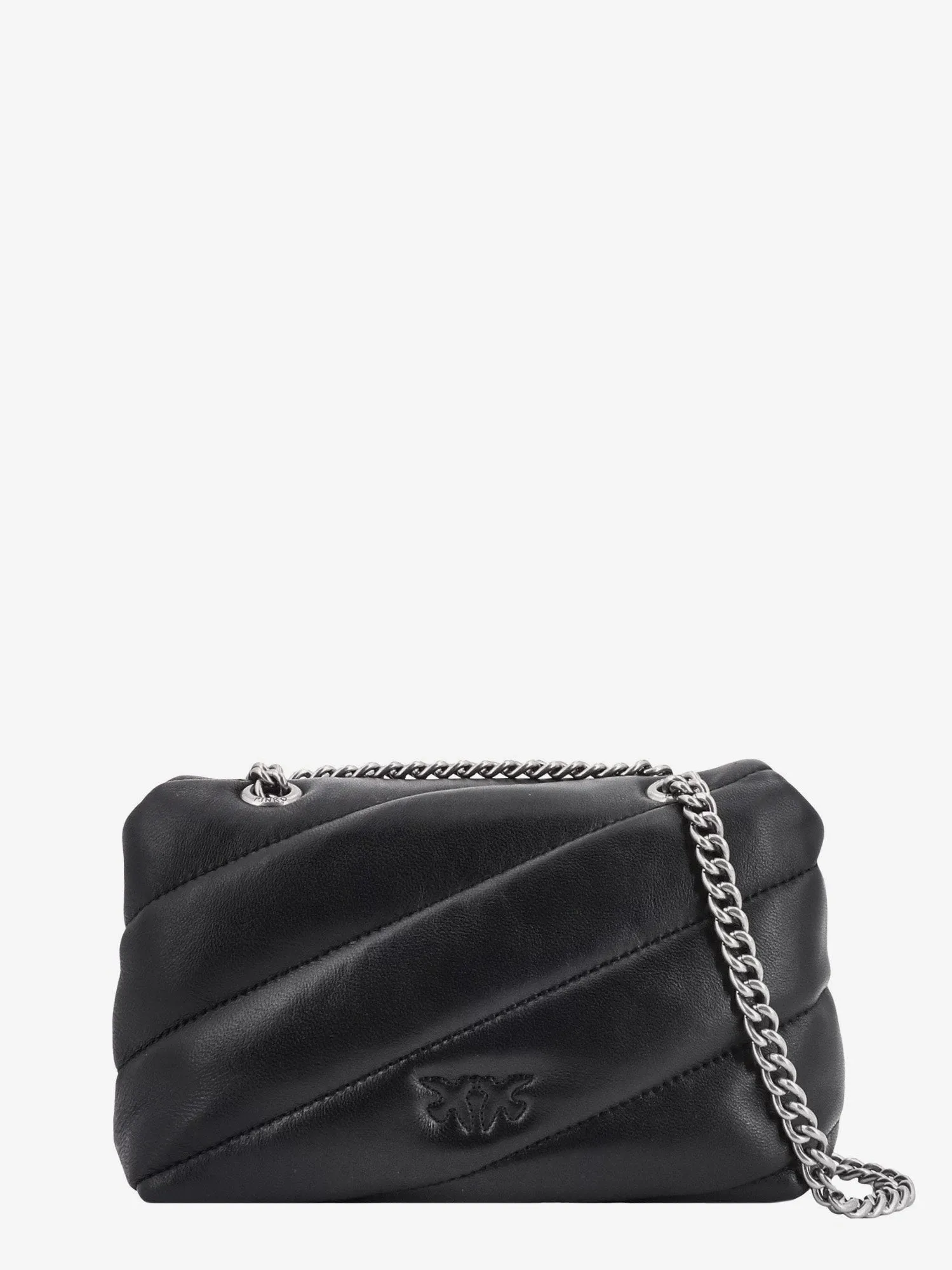 Pinko Matelass�� Leather Shoulder Bag With Iconic Love Birds Buckle