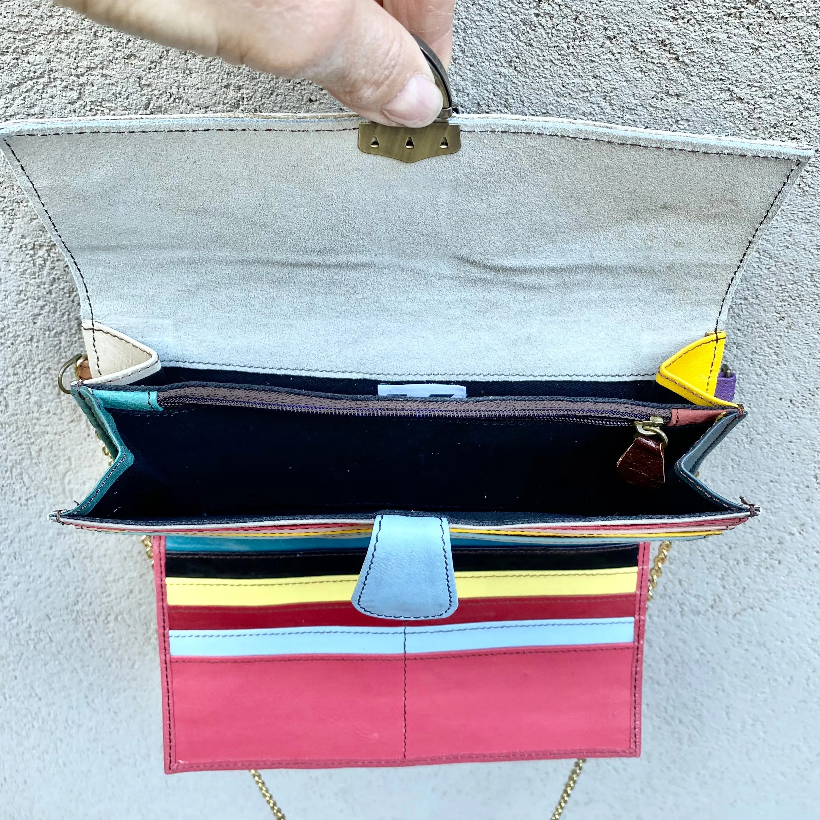 Pixie Cowhide and Leather Crossbody Wallet Clutch Bag- Zebra, Pink, Black