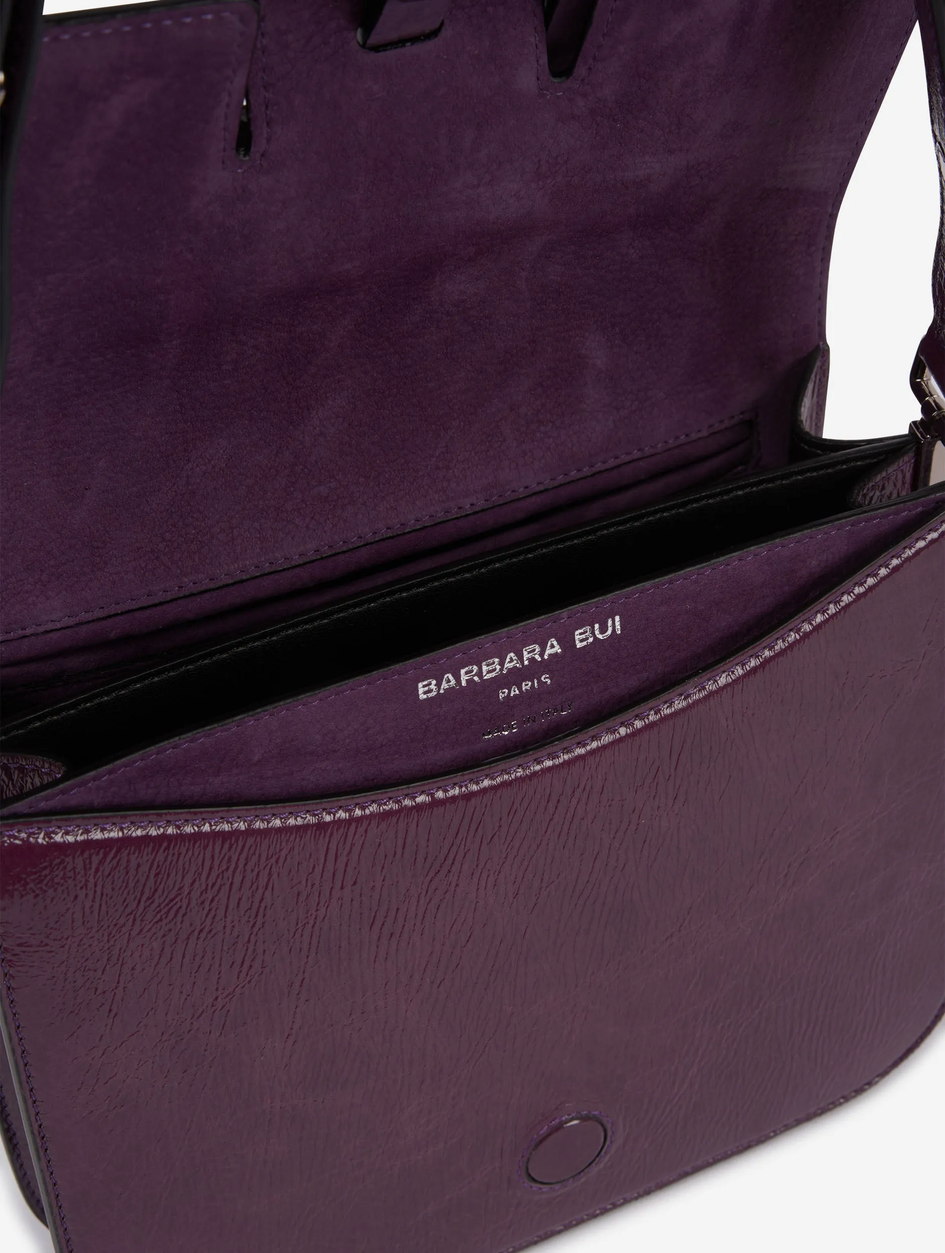 plum patent leather touch me bag