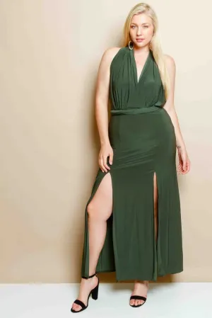 Plus Size Double Slit Convertible Maxi Dress