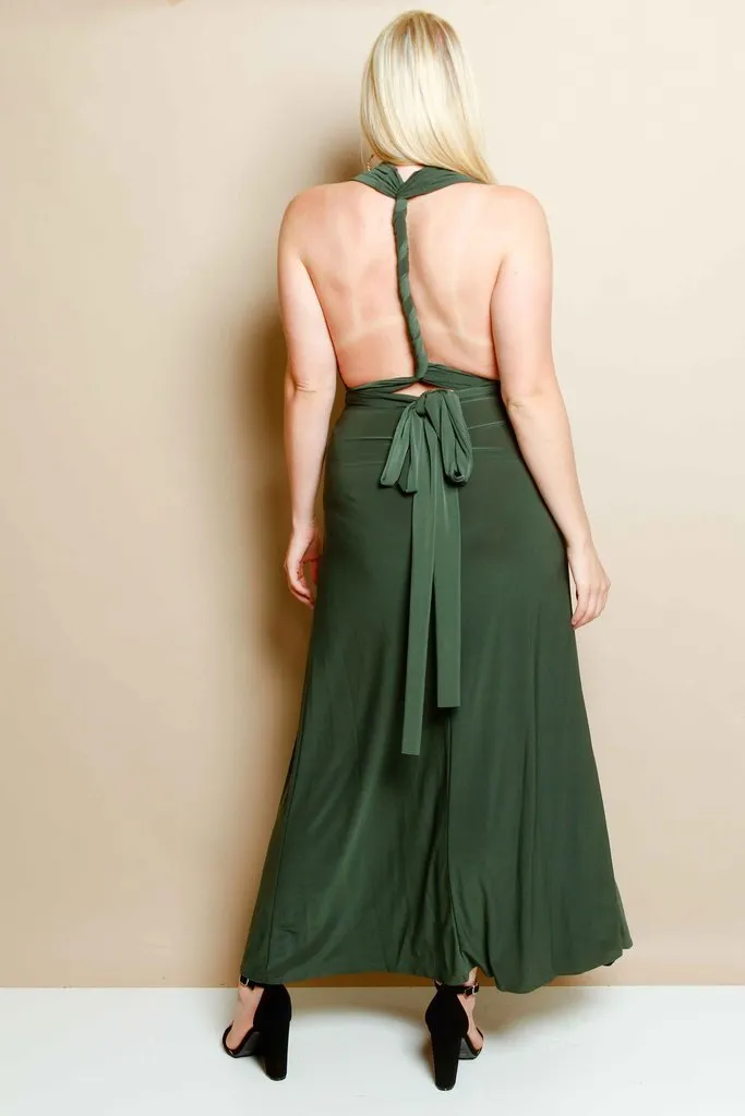 Plus Size Double Slit Convertible Maxi Dress