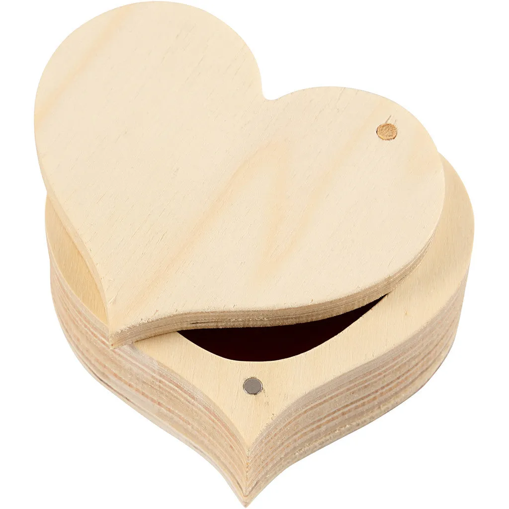 Plywood Heart Shaped Storage Box Decoration Crafts W: 9 cm